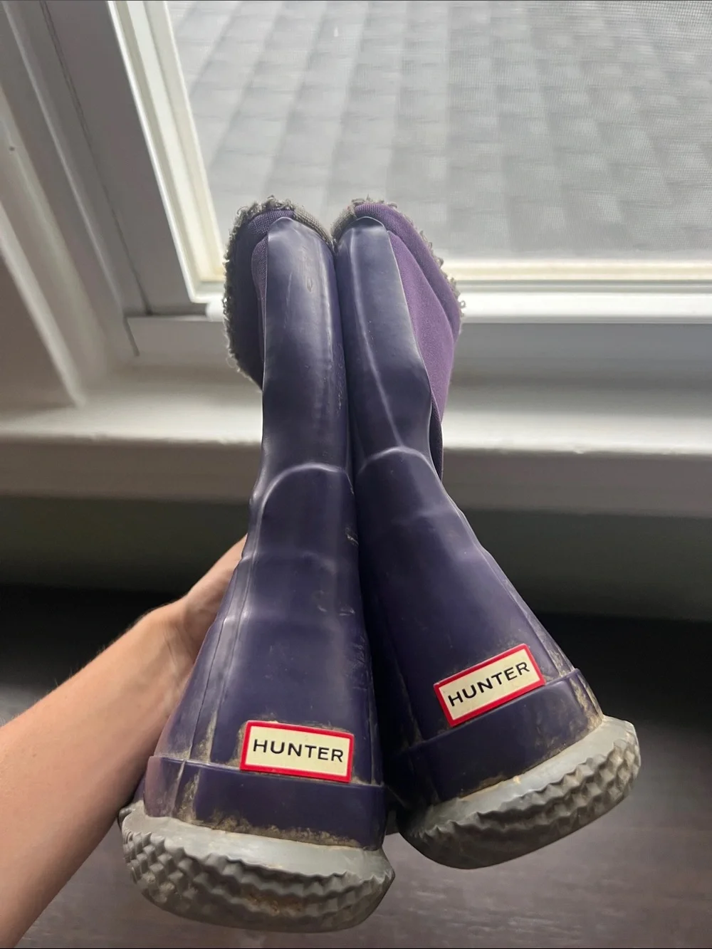 Hunter Purple Kids Fleece-Lined Rain & Snow Boots